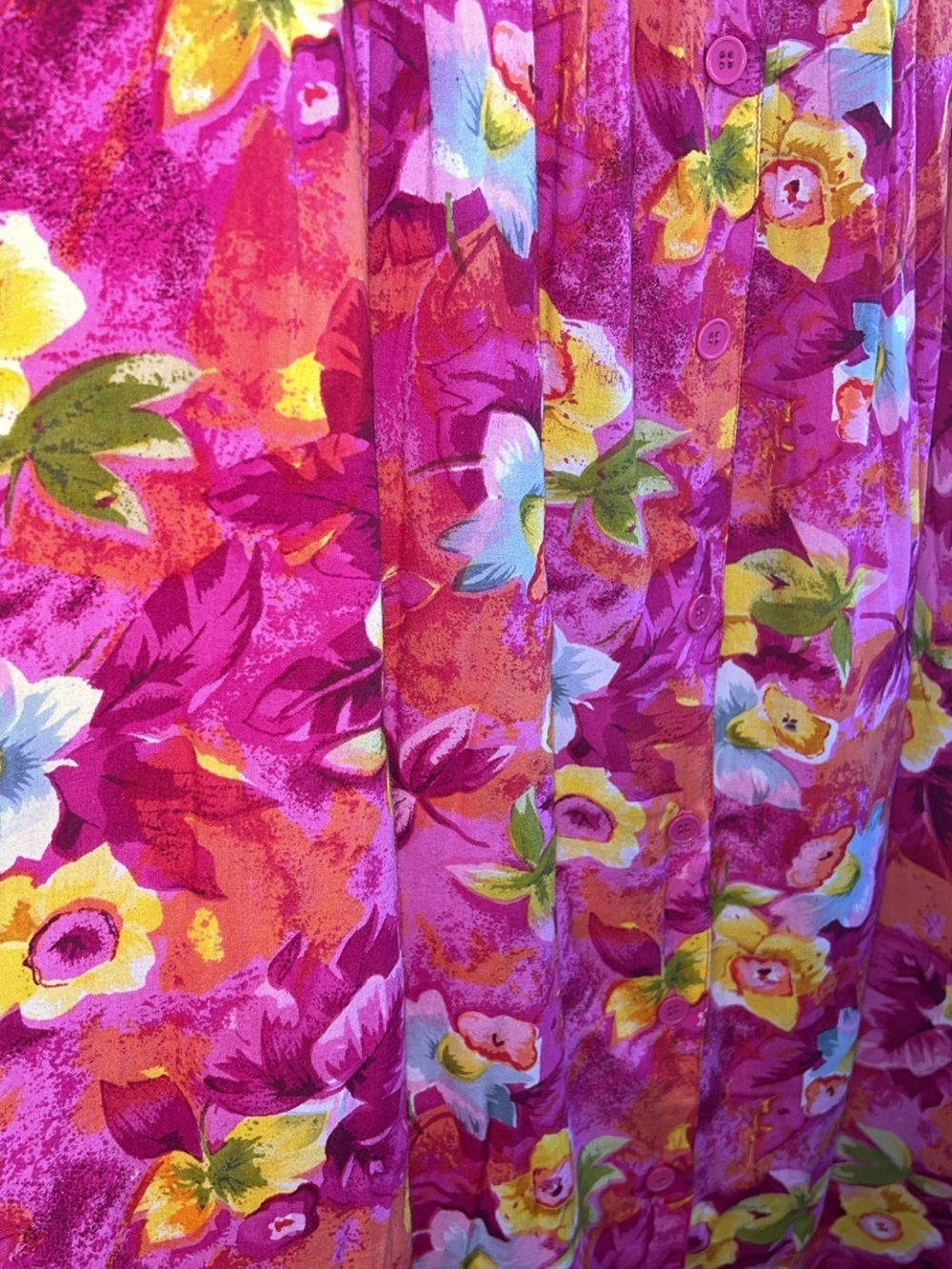 🌸Vintage Sita Floral Maxi Dress 100% Rayon Tropical Button Down Pockets Size L - Picture 4 of 8